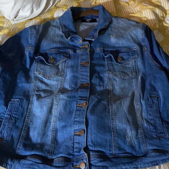 Aztec Distressed look denim jacket plus size 2x - Picture 9 of 12